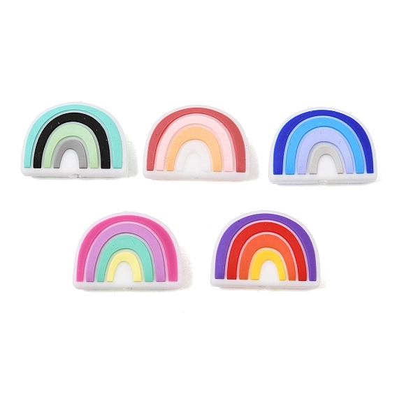 Silicone Beads, Focal Beads, Rainbow