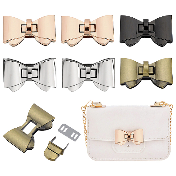 4 застежки-замки для сумок из цинкового сплава с цветными бантами, кошелек с застежкой на большой палец