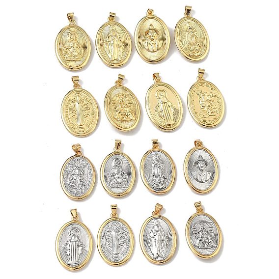 Религия латунные подвески, овальные амулеты, долговечный, без кадмия и без свинца, стойки покрытие