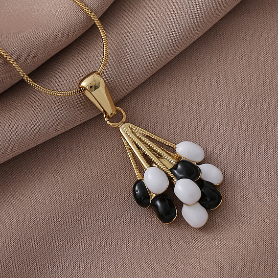 316 Женские ожерелья с подвесками в виде воздушных шаров из хирургической нержавеющей стали белого и черного цвета с эмалевым покрытием