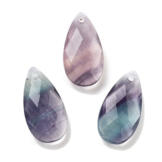 Natural Gemstone Pendants, Faceted Teardrop Charms