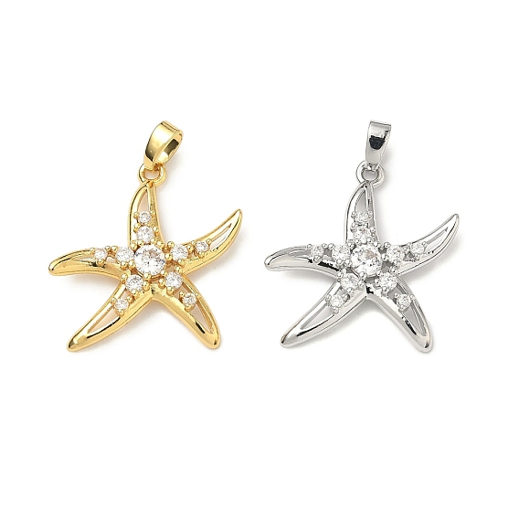 Латунные микропаве прозрачные подвески с фианитом, прелести морская звезда