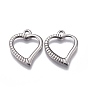 201 Stainless Steel Open Heart Pendants, Hollow