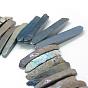 Nuggets Electroplate Natural Dyed Agate Graduated Beads Strands, 28~85x7~12x2~6mm, Hole: 2.5mm, about 45~50pcs/strand, 15.7 inch
