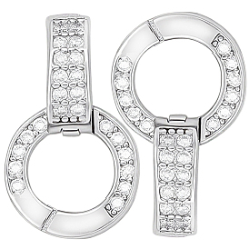 2шт. с гальваническим покрытием 925 стерлинговое серебро с микропаве, прозрачные кубические цирконии, удлинители для застежек, подвеска навесная навесная, с печатью s925, с 1 салфеткой для полировки