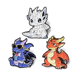 Милые эмалированные значки с динозаврами, булавки для лацканов из сплава для одежды рюкзака, чёрные