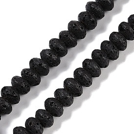 Natural Lava Rock Beads Strands, Rondelle, Saucer Beads