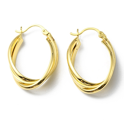 Rack Plating Brass Hoop Earrings, Lead Free & Cadmium Free
