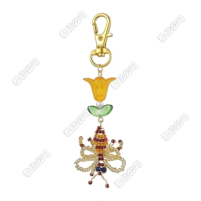 Пчелы стеклянные бусины ручной работы подвески украшения, Акриловые подвески в виде цветка и поворотной застежки-омара для украшения сумок