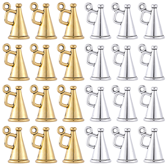 60 шт 2 цвета подвески из сплава в тибетском стиле, трубные чары, с 1шт. стеклянными бисерными бусинами в картонных коробках