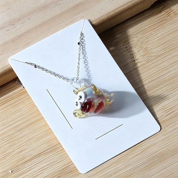 Ocean Handmade Lampwork Fish Pendant 201 Stainless Steel Cable Chain Necklaces, Stainless Steel Color