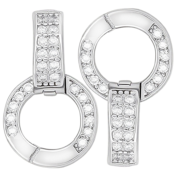 2шт. с гальваническим покрытием 925 стерлинговое серебро с микропаве, прозрачные кубические цирконии, удлинители для застежек, подвеска навесная навесная, с печатью s925, с 1 салфеткой для полировки