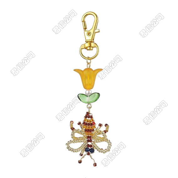 Пчелы стеклянные бусины ручной работы подвески украшения, Акриловые подвески в виде цветка и поворотной застежки-омара для украшения сумок