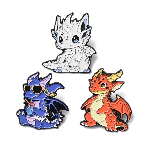 Милые эмалированные значки с динозаврами, булавки для лацканов из сплава для одежды рюкзака, чёрные