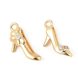 Латунные микропаве прозрачные подвески с фианитом, без кадмия, без никеля и без свинца, обувь прелести