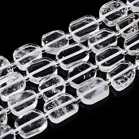 Natural Quartz Crystal Beads Strands, Rock Crystal, with Seed Beads, Rectangle