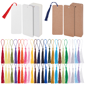 200шт. 2 цвета прямоугольная бумажная закладка, с 200шт. подвесками из полиэстеровой кисточки