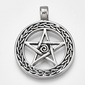 Tibetan Style Alloy Pendants, Wicca Pendants, Ring with Star