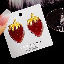 Exaggerated Vintage Baroque Style Strawberry Crystal Earrings for Women