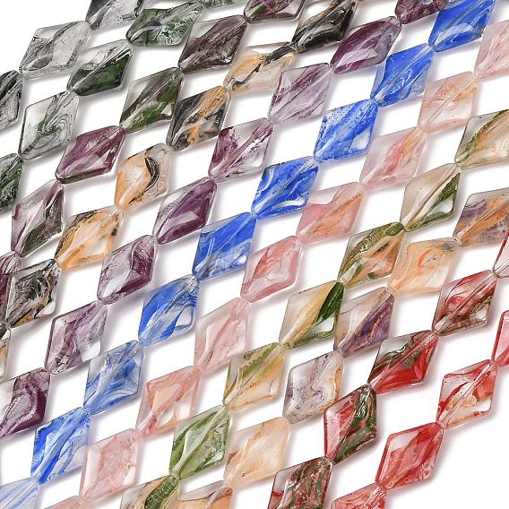 Cuentas de murano transparente hechas a mano, rombo