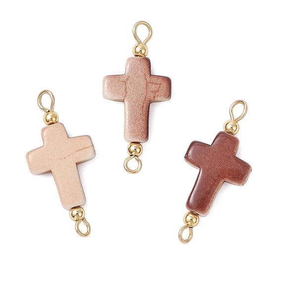 Подвески-соединители из синтетической бирюзы, окрашенной распылением, и гальванизированного немагнитного синтетического гематита, перекрестные ссылки, седло коричневый