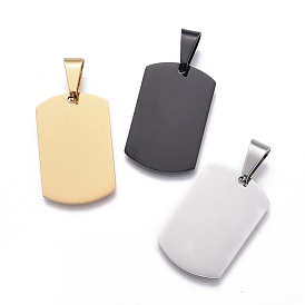 201 Stainless Steel Stamping Blank Tag Pendants, Rectangle