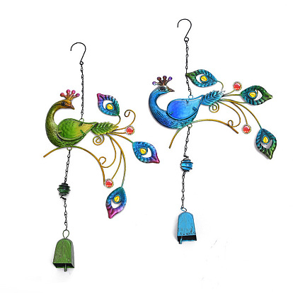 Iron Pendant Decorations, with Glass, Wind Chime, Home Decoration, Peacock