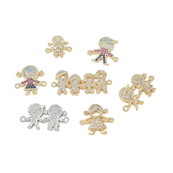 Breloques connecteurs en laiton serties de micro-pavés de zircone cubique pour la création de bijoux, sans cadmium et sans plomb, réel 18 k plaqué or