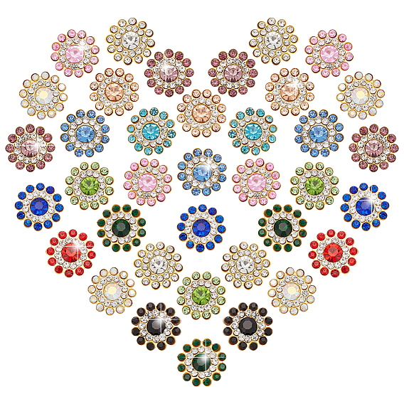 120 шт 12 цвета пришить горный хрусталь, стекло горный хрусталь, с настройками латуни, цветок, золотые