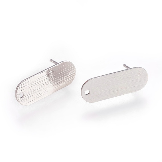 Brass Stud Earring Findings, with Loop, Nickel Free, Oval