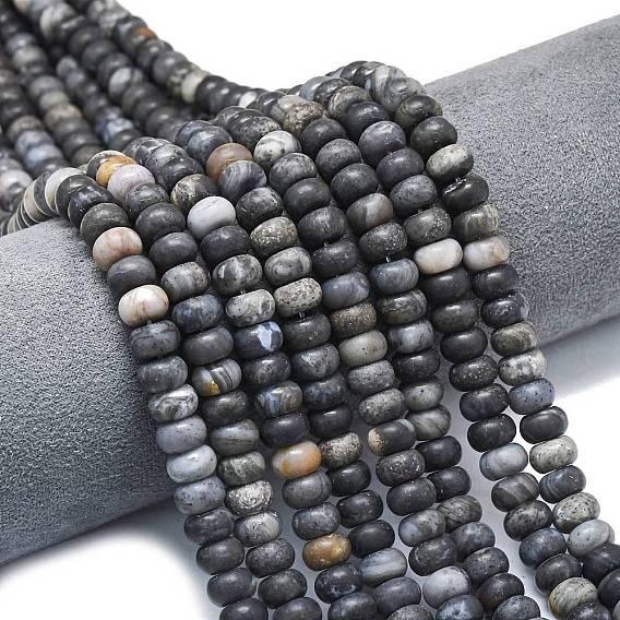 Нити натуральных африканских черных опаловых бусин, матовые, рондель