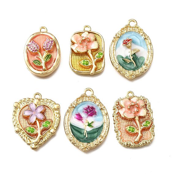 Цветочные сплава эмали подвески, стойки покрытие, долговечный, без свинца, без кадмии и без никеля, золотые