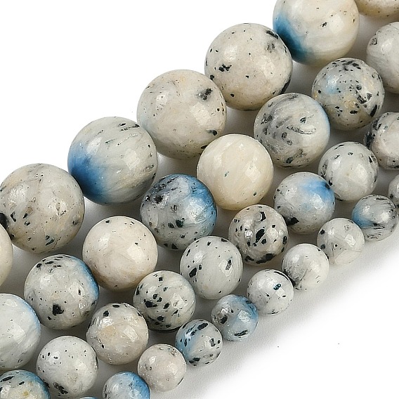 Нити бусин из натурального голубого ледяного гляциерита, круглые