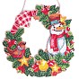 Christmas Wreath DIY Diamond Painting Pendant Decoration Kits, Including Wood Boards, Curb Chains, Resin Rhinestones, Diamond Sticky Pens, Tray Plates and Glue Clay