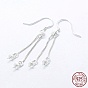 925 Sterling Silver Earring Hooks Findings, with Box Chain & & Cup Pearl Bail Pin