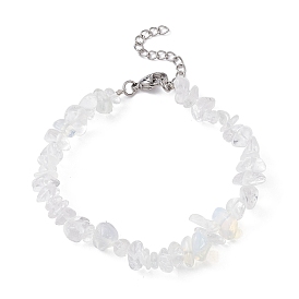 Natural & Synthetic Mixed Gemstone Chips Beaded Bracelet, with 304 Stainless Steel Clasps