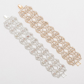 Stylish and Simple B170 Hollow-out Diamond-studded Wide Bracelet for Women's European and American Accessories