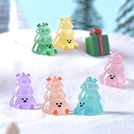 Luminous Resin Christmas Tree Figurines, Glow in the Dark Ornaments, for Home Decorations
