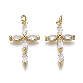 Латунные микропаве прозрачные подвески с фианитом, с целью перехода в кольце, без никеля , крестик