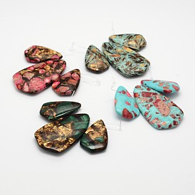 Assembled Synthetic Dyed Gemstone and Bronzite Pendant Sets, Drop, 33~50x20~28x6~6.5mm, Hole: 1.5mm
