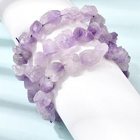 Bracelets extensibles en perles d'améthyste brute naturelle pour femmes