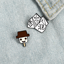 Cute Cartoon Childhood Game Pins: Smiling Ice Cream, Ding Lao Tou, North-South Play Paper Accessories Badge