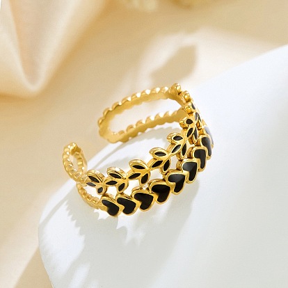 304 эмалированные манжеты из нержавеющей стали для женщин, сердце и листья