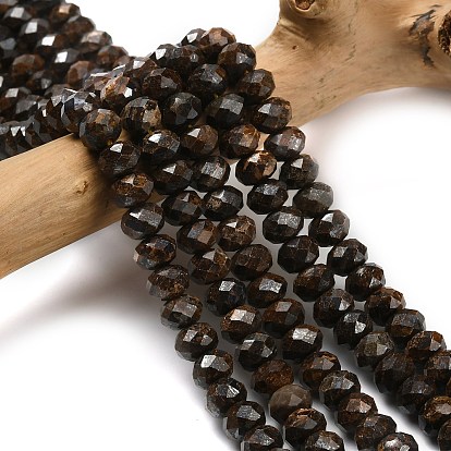 Природные бронзитом бисер нитей, граненые, рондель