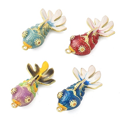 Латунные микропроволочные кубические циркониевые подвески из эмали, рыба, реальный 18 k позолоченный