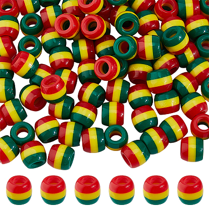 100европейские бусины из непрозрачной смолы, бочкообразная полоса, бусины с большими отверстиями