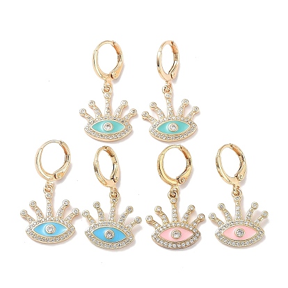 Серьги с подвесками из латуни, позолоченные из настоящей 18k, с эмалью и фианитами, злые глаза