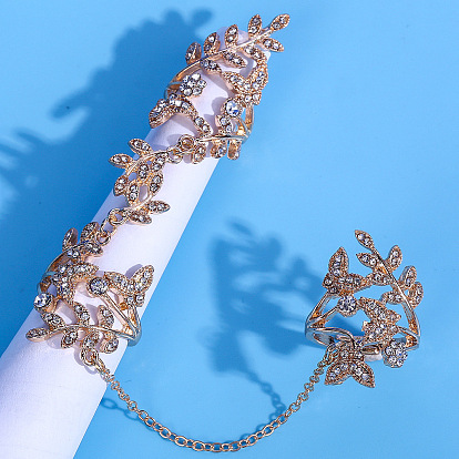 Кольца для пальцев из сплава листьев и бабочек с кристаллами и стразами