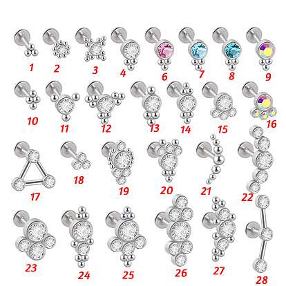 316l нержавеющая сталь и g23 титан и стразы серьги для хряща, лабреты с внутренней резьбой