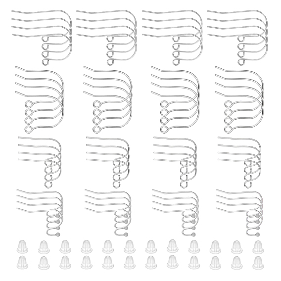 240Pcs 4 Style 316 Surgical Stainless Steel Earring Hooks, with 260Pcs Plastic Ear Nuts